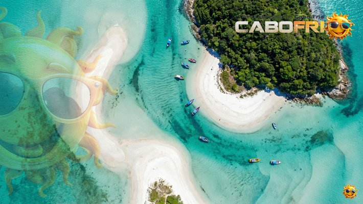 Ilha do Japonês em Cabo Frio: bancos de areia na maré baixa.